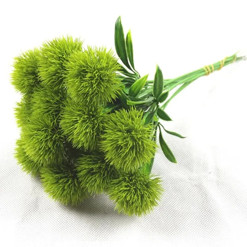 5Pcs Artificial Plant Dandelion Bouquet 26cm Plastic Fake Flower Embroidery Outdoor Wedding Garden Vase Table Decoration,Green