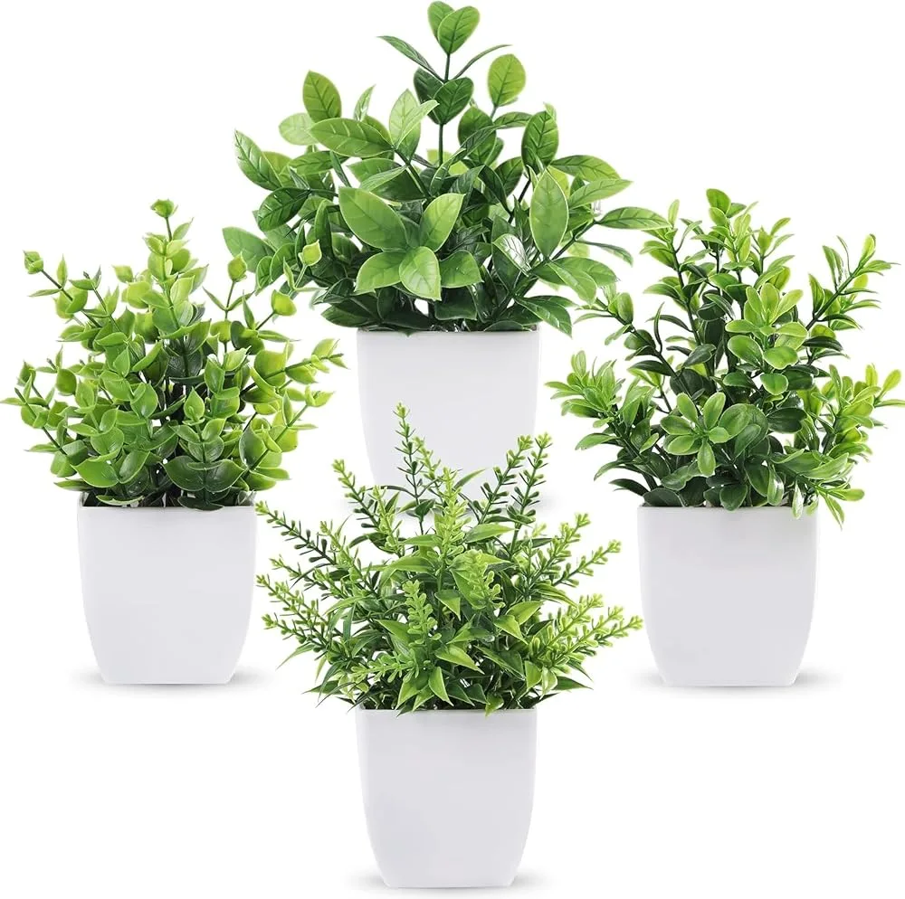 نباتات اصطناعية صغيرة 4 قطع 18 سم ديكور مكتب Generic